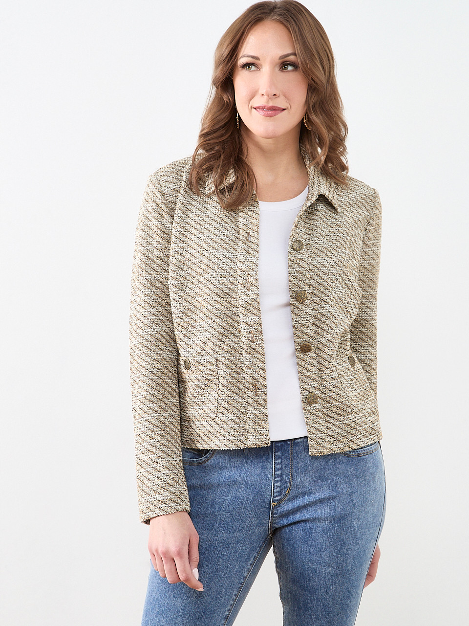 Knit Tweed Jacket in Tobacco | Cleo