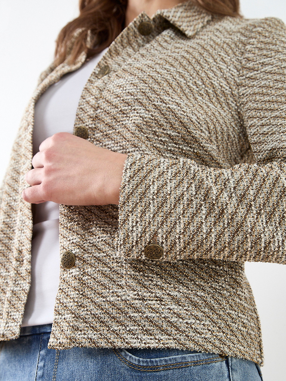 Knit Tweed Jacket in Tobacco