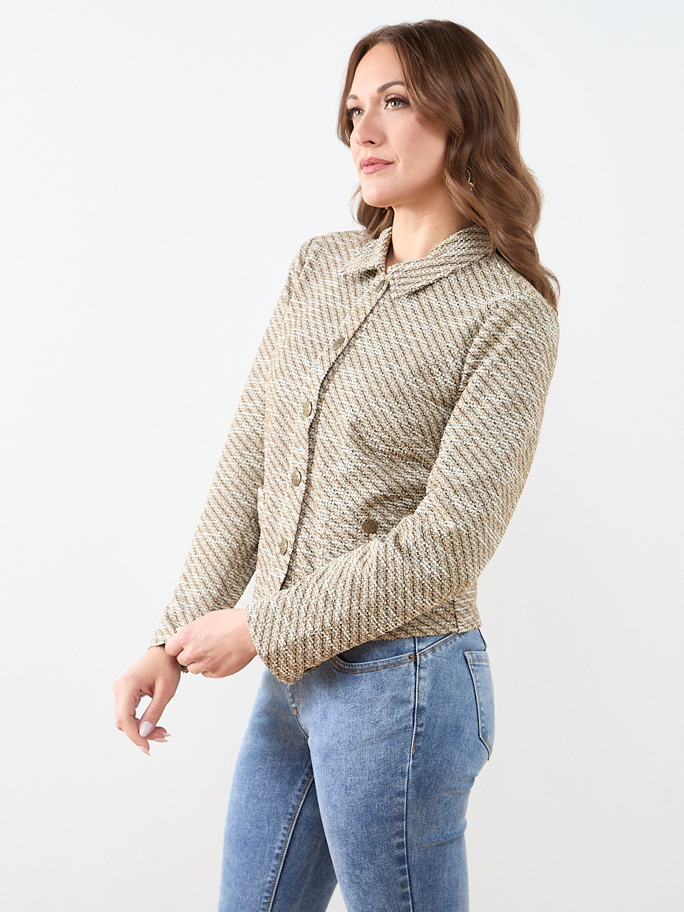 Knit Tweed Jacket in Tobacco