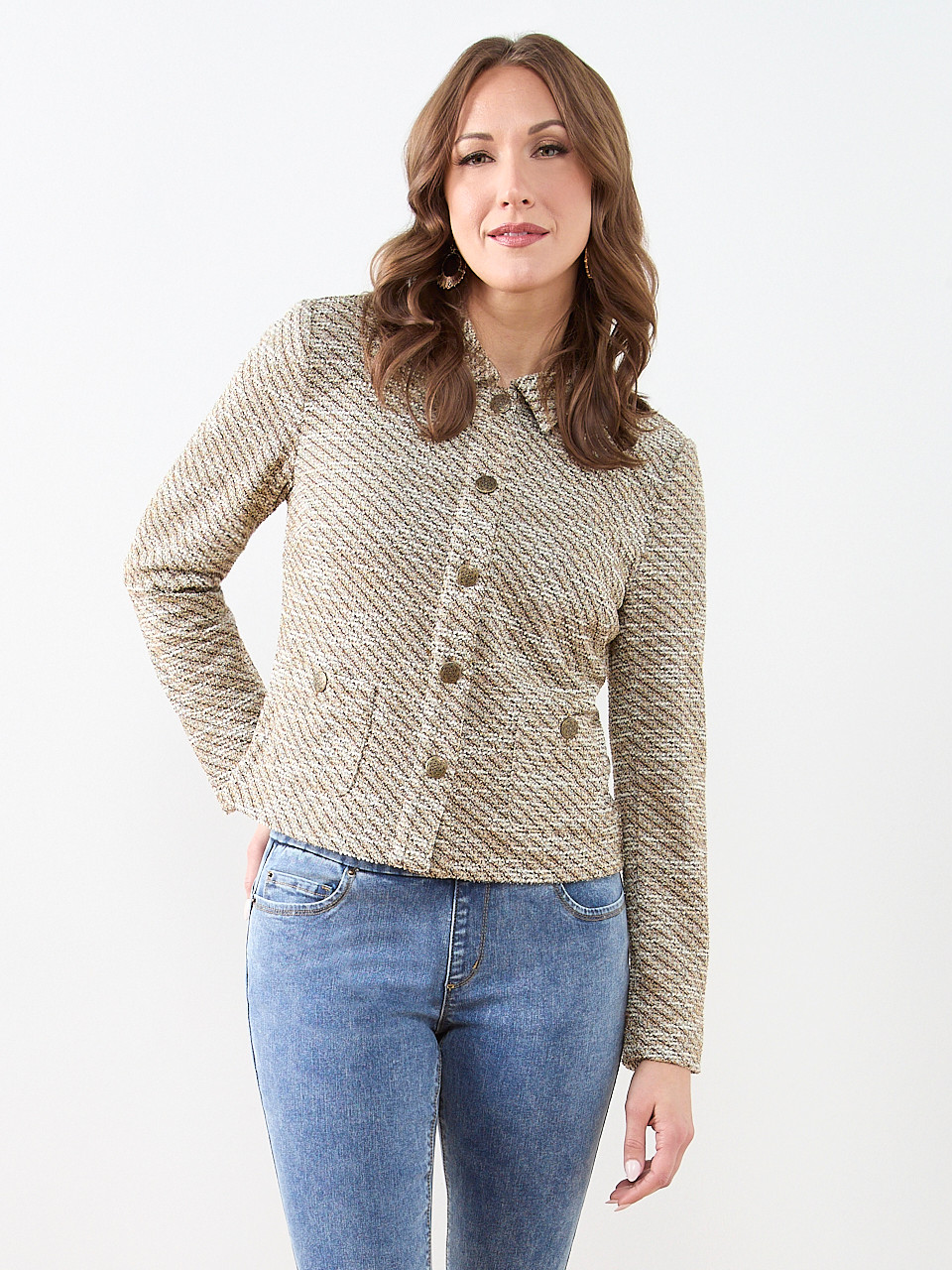 Knit Tweed Jacket in Tobacco