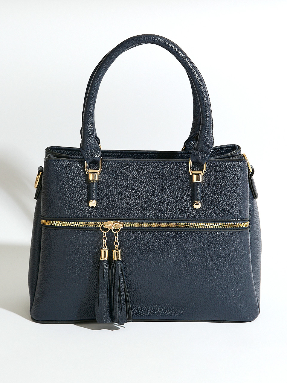 Tassle Front Handbag in Navy