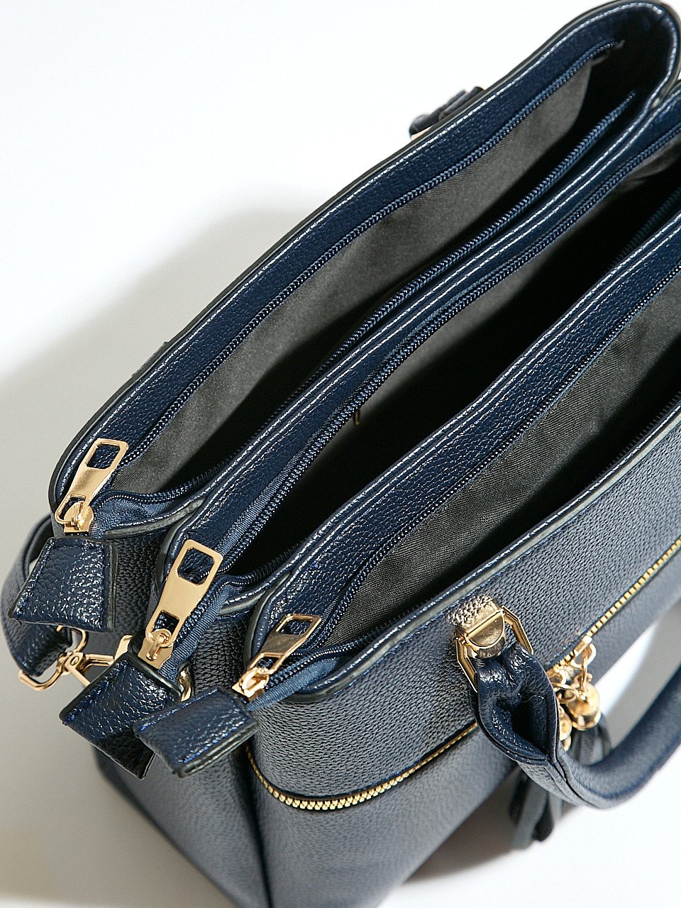 Tassle Front Handbag in Navy