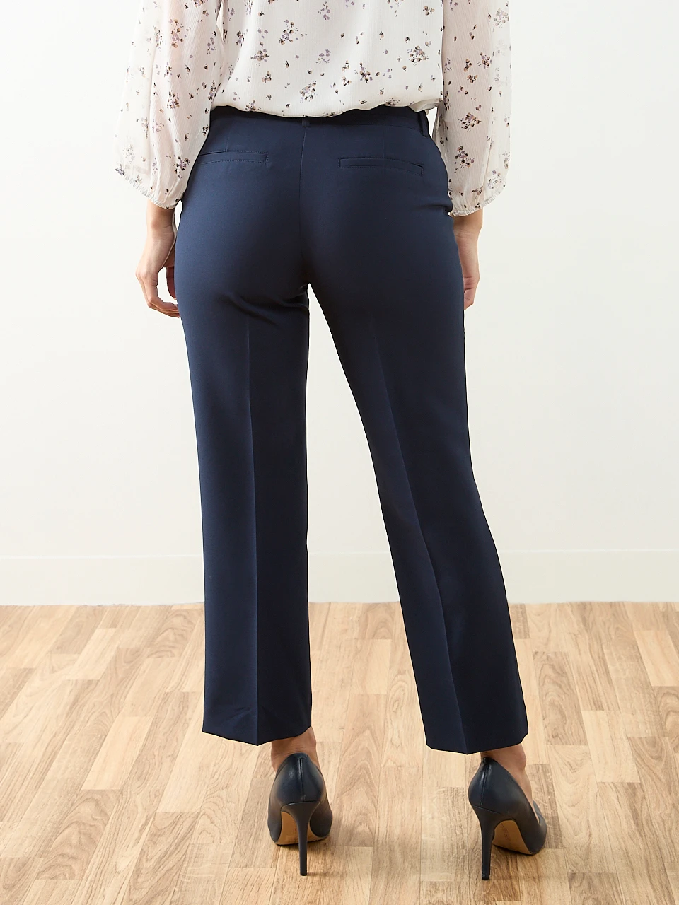 Leah Poly/Span Ankle Pant in Navy