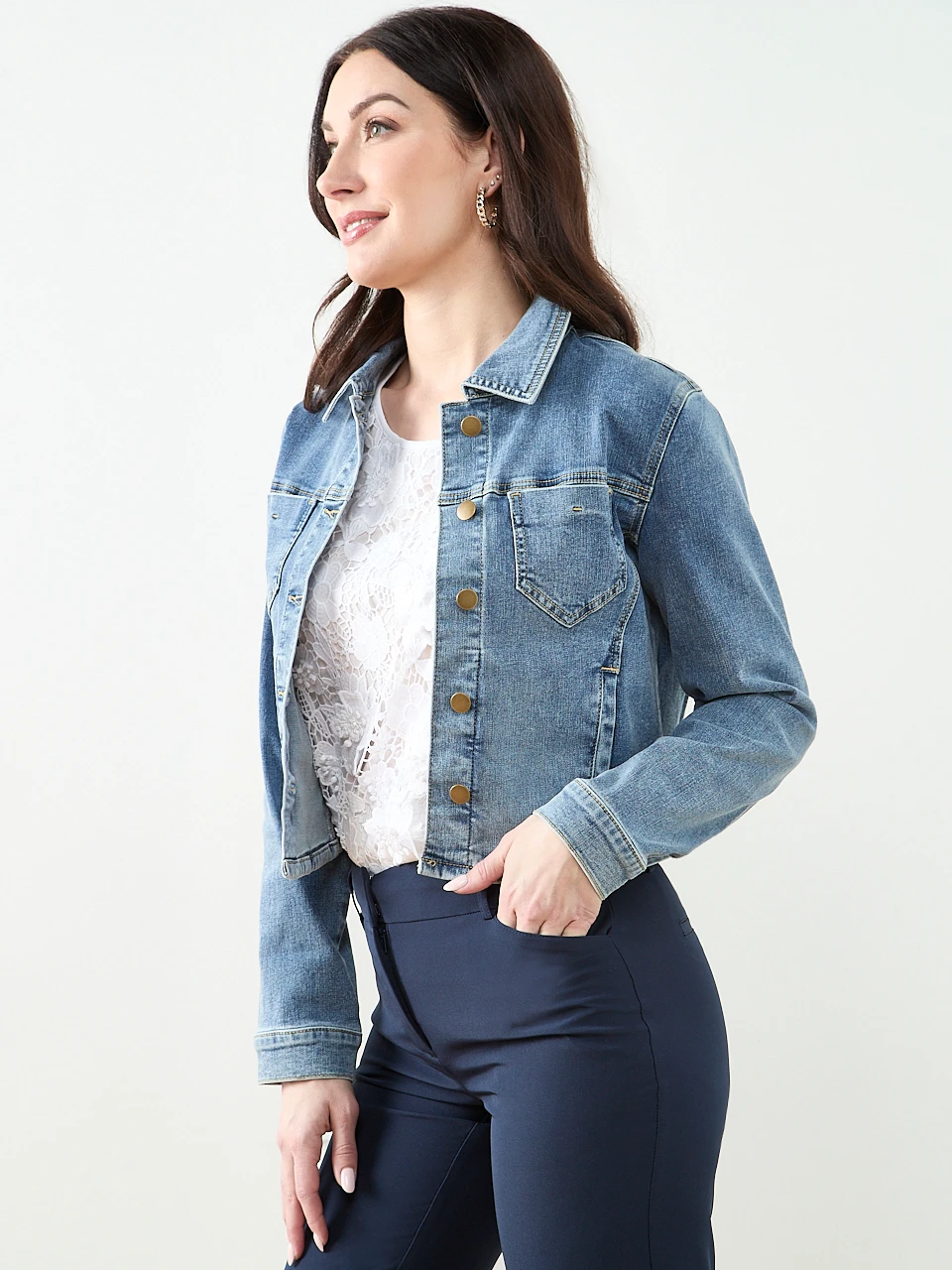 Cropped Denim Jacket in Vintage Wash