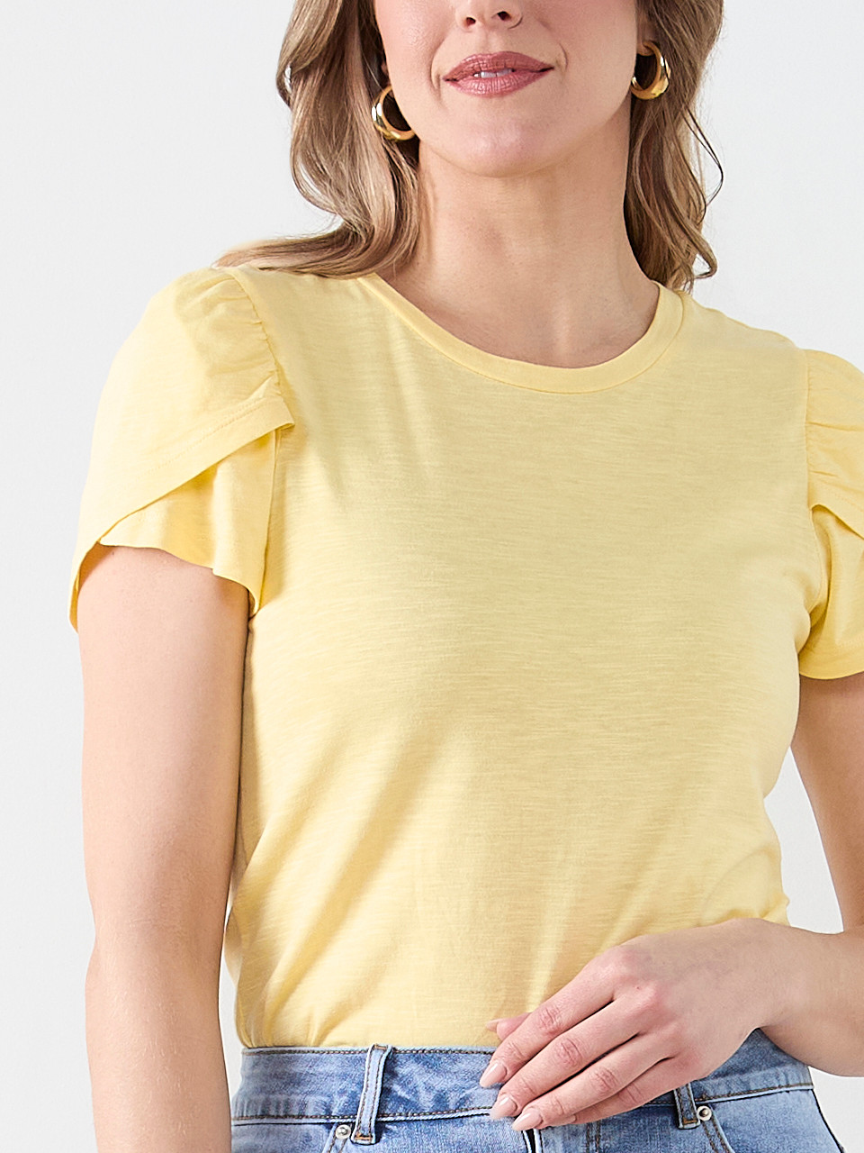Lemon Short Sleeve Tulip Scoop Neck Tee