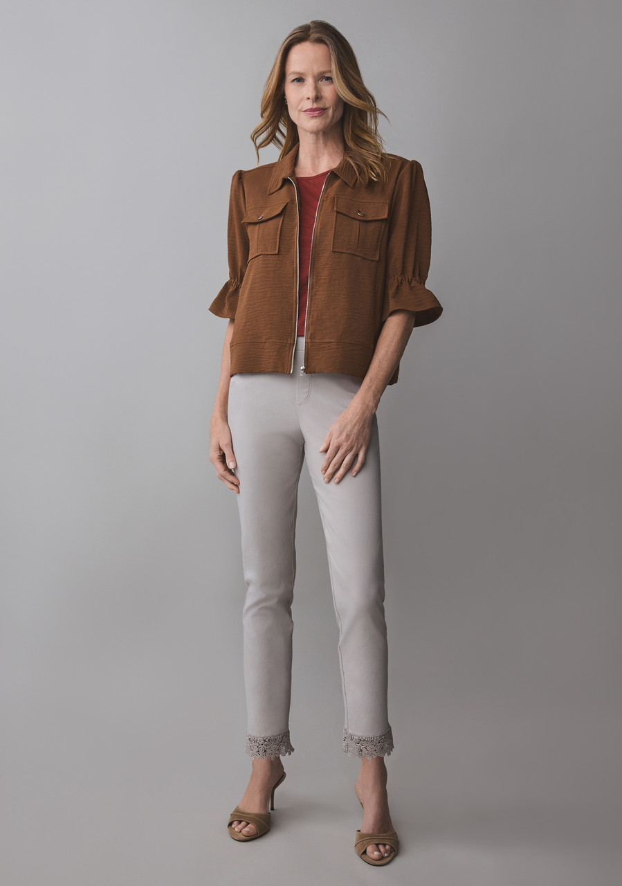 Airflow Flounce Sleeve Jacket in Tobacco