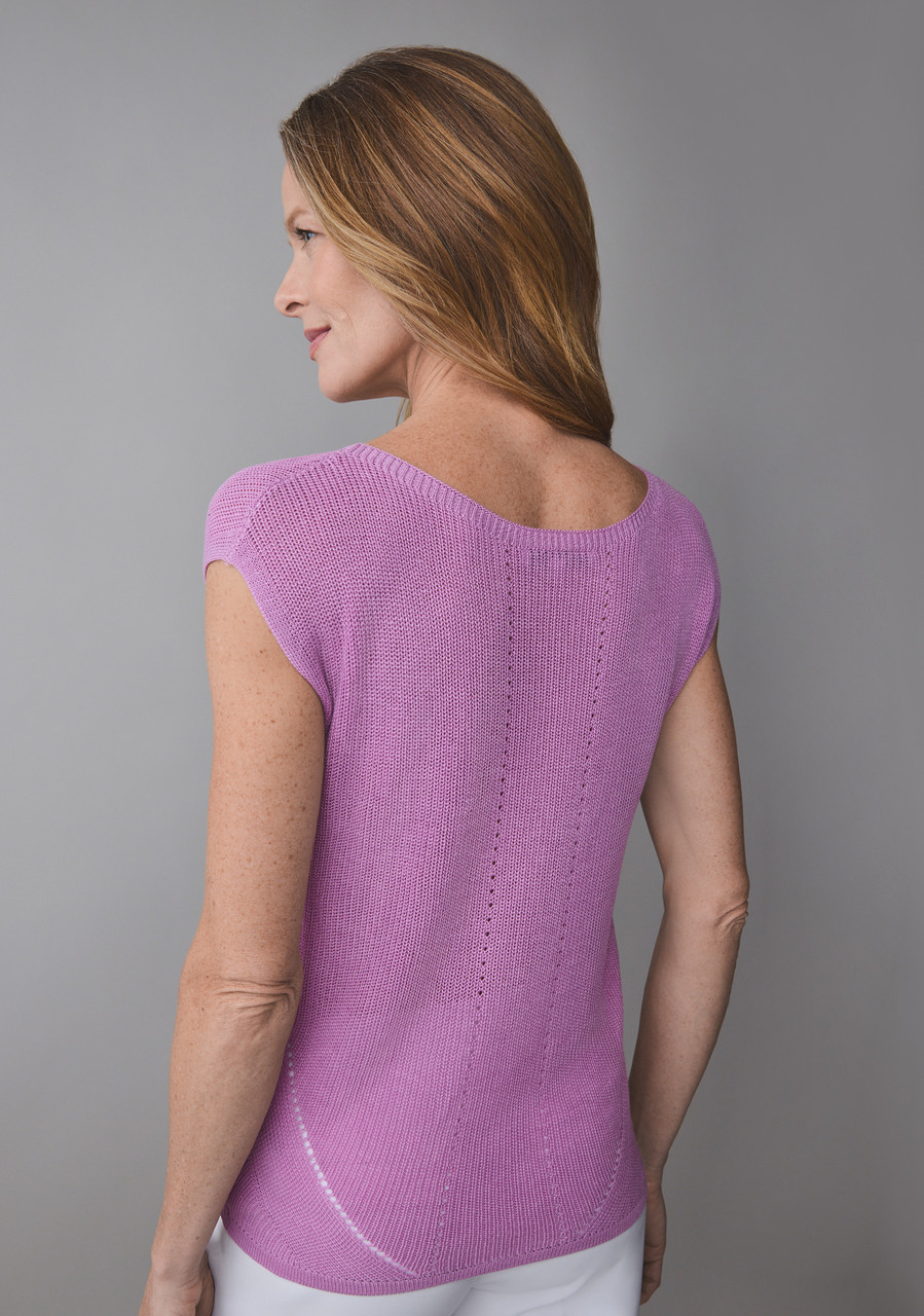 Cap Sleeve Scoop Neck Sweater in Wild Orchid