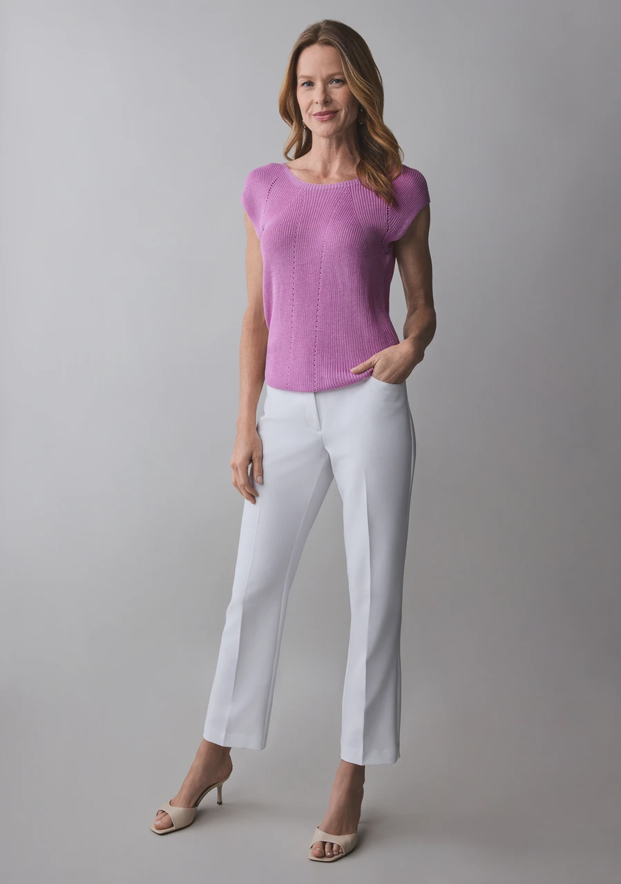 Cap Sleeve Scoop Neck Sweater in Wild Orchid