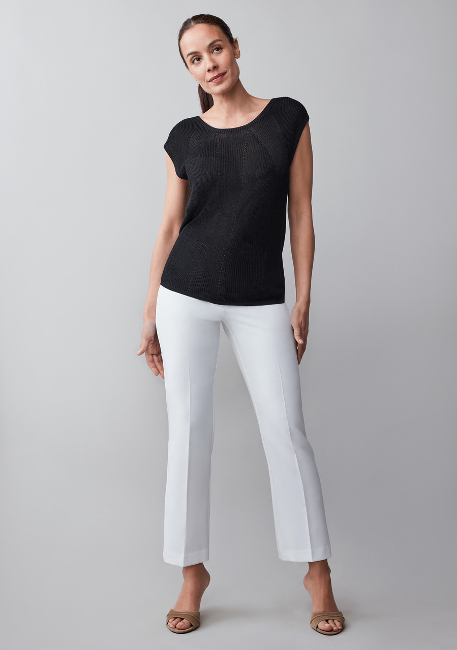 Cap Sleeve Scoop Neck Sweater in Black