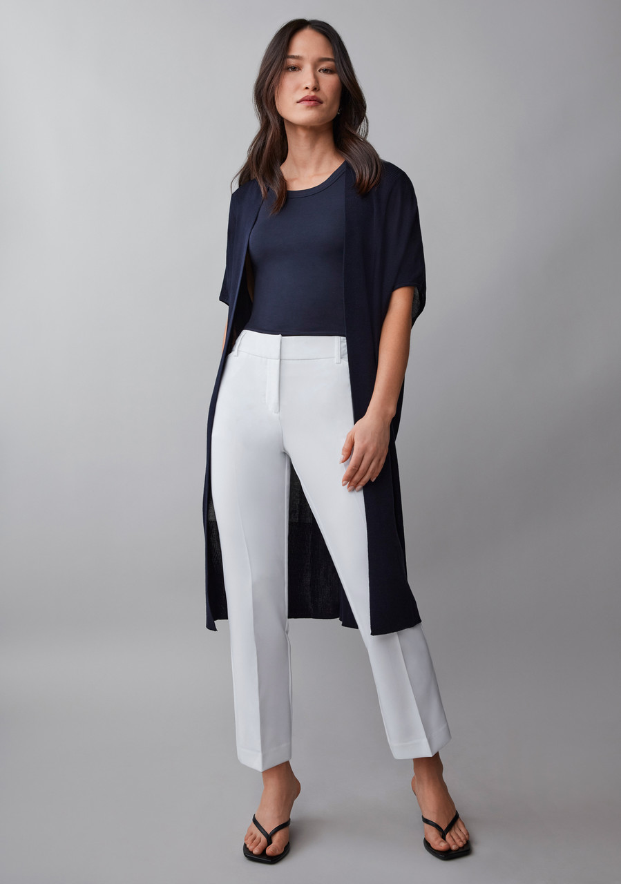 Short Sleeve Long Cover Up Sweater in Navy
