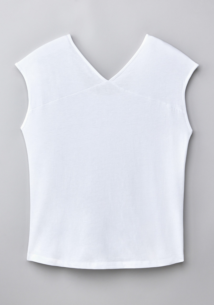 Cap Sleeve Back Detail Scoop Neck T-Shirt in White