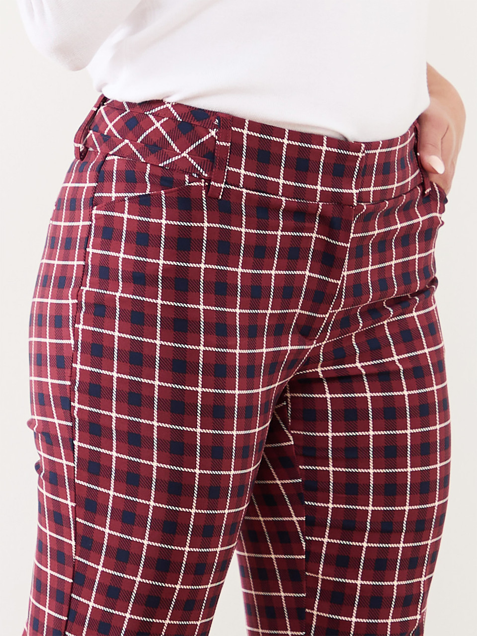 Leah Straight Ankle Pant in Plaid