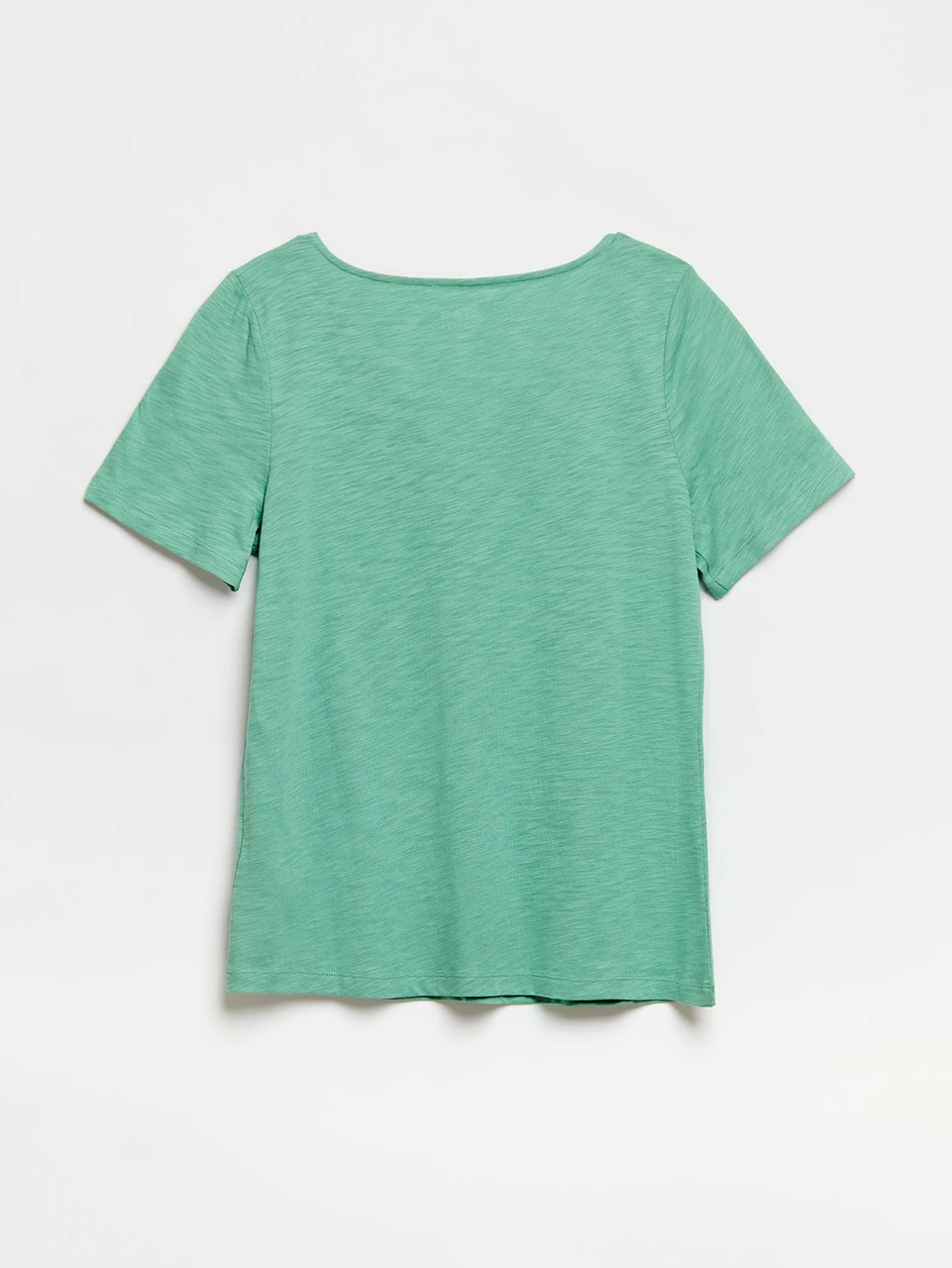 Petite Short Sleeve Sage Crochet V-Neck T-Shirt