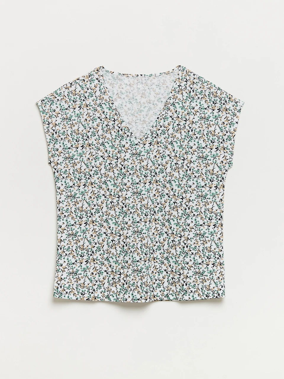 Petite Relaxed White Ditsy V-neck T-Shirt