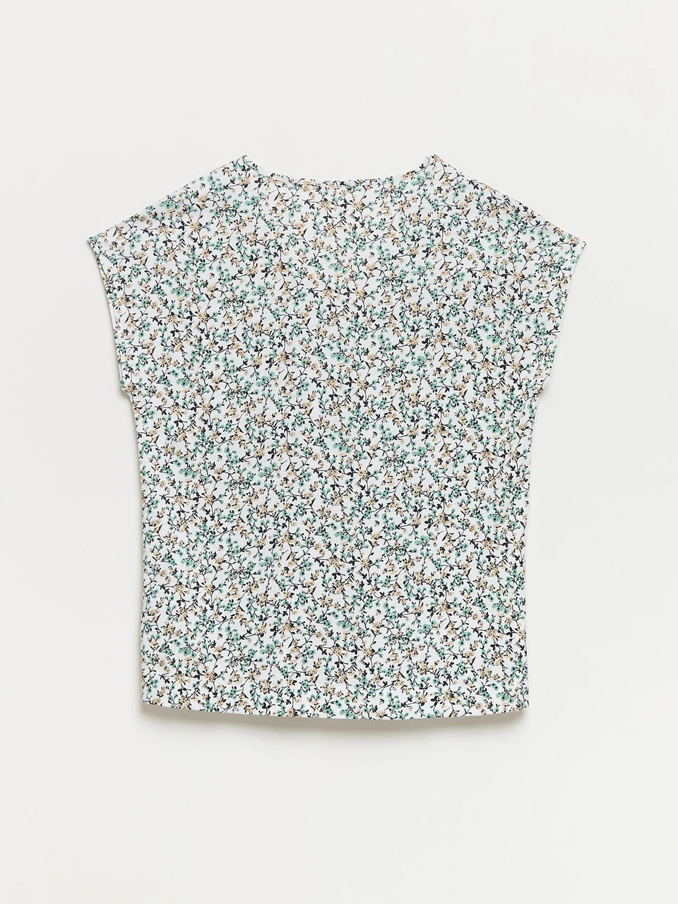 Petite Relaxed White Ditsy V-neck T-Shirt