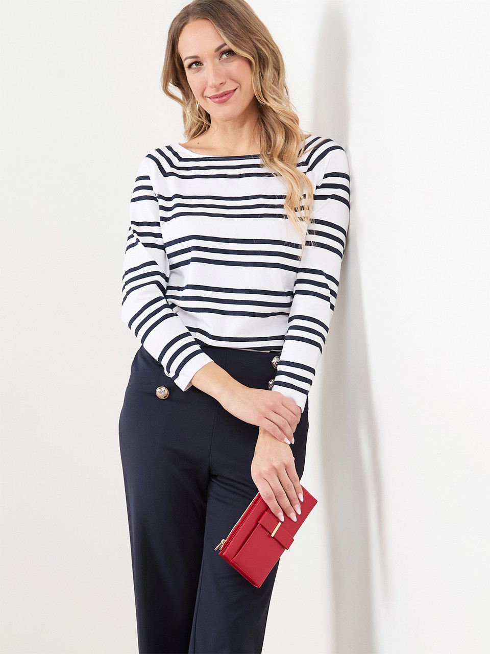 Three-Quarter Sleeve Cotton-Blend Top