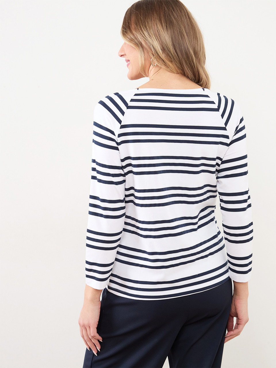 Three-Quarter Sleeve Cotton-Blend Top
