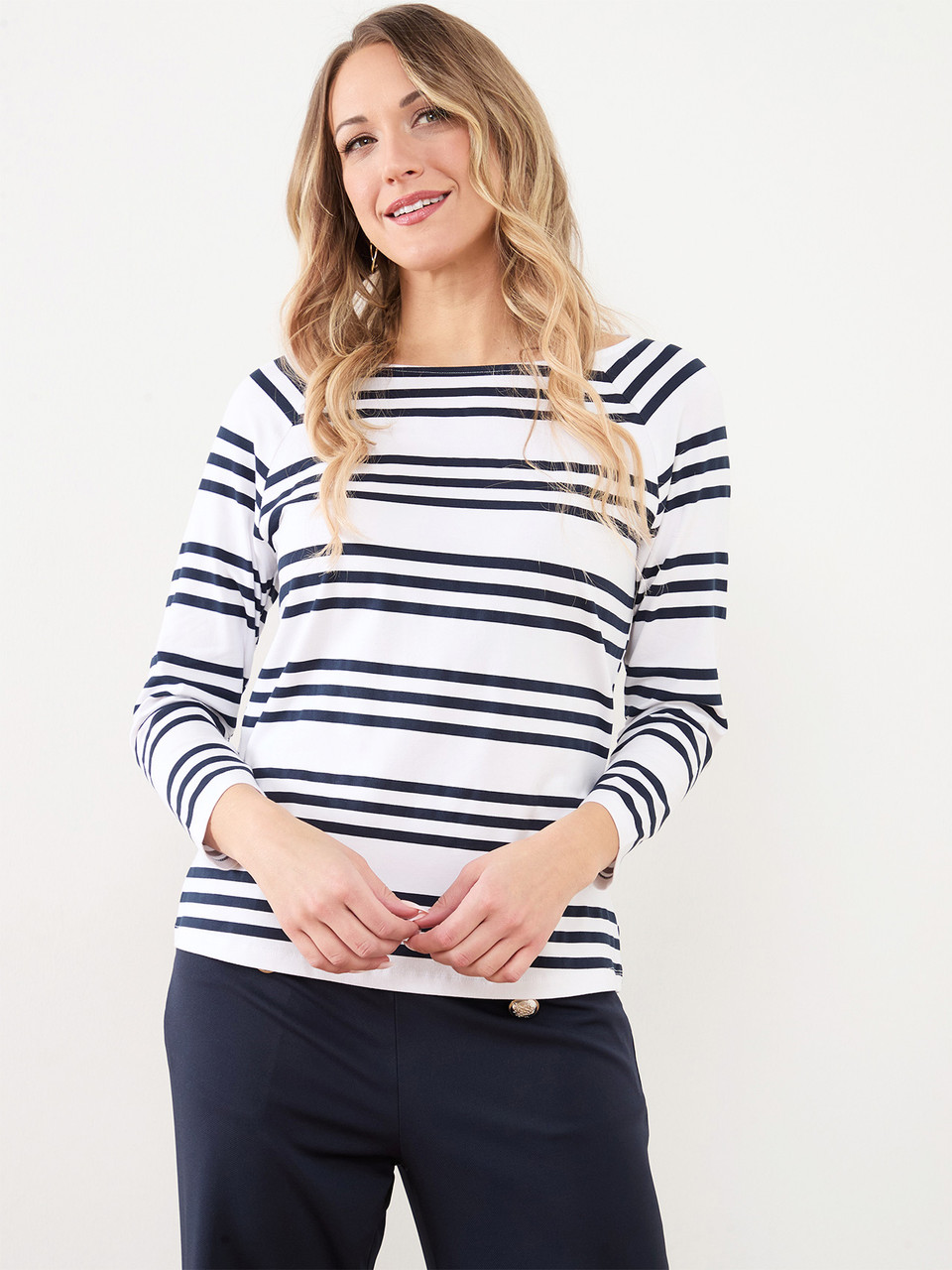 Three-Quarter Sleeve Cotton-Blend Top