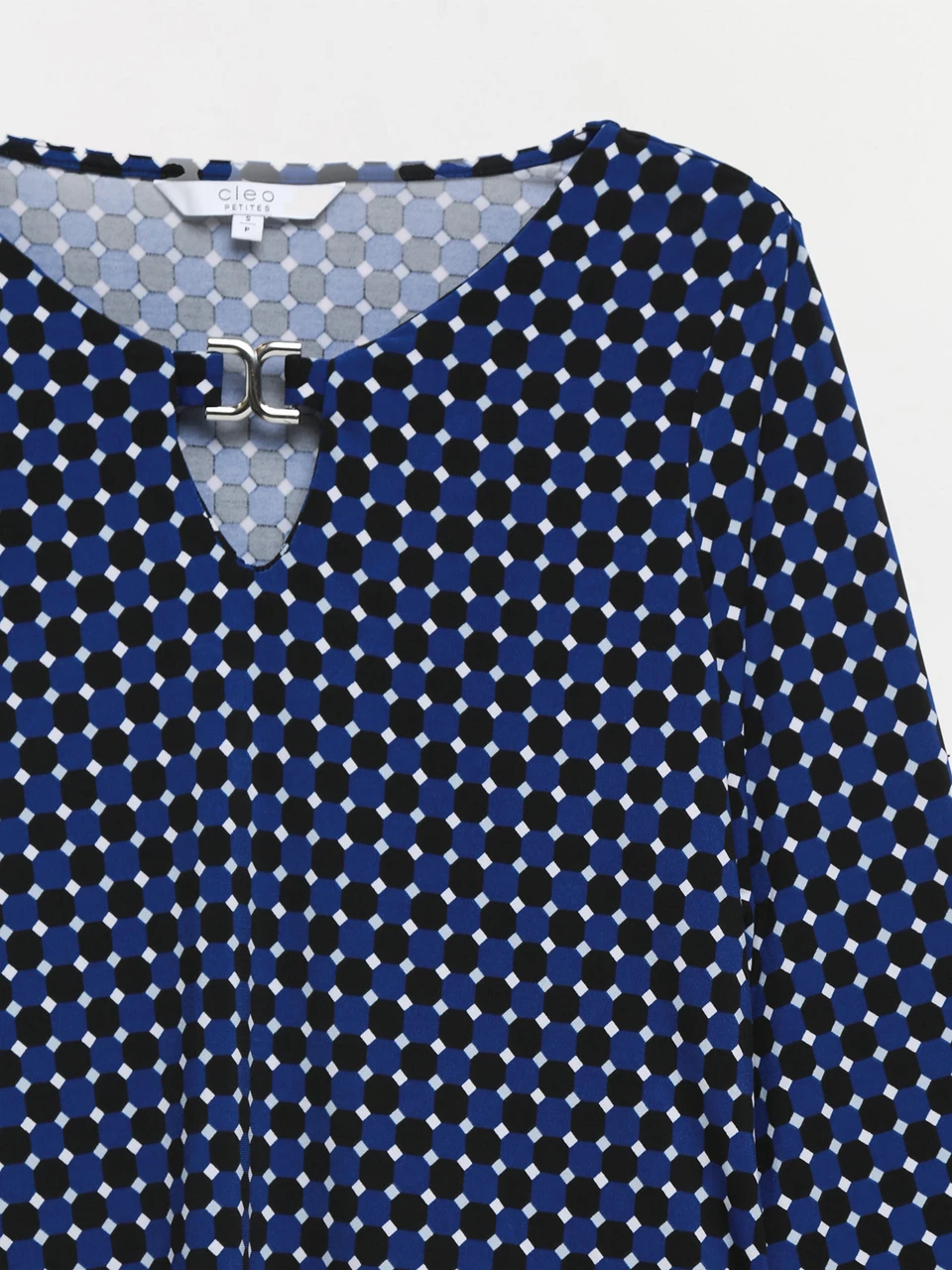 Petite Three-Quarter Sleeve Top with Metal Hardware