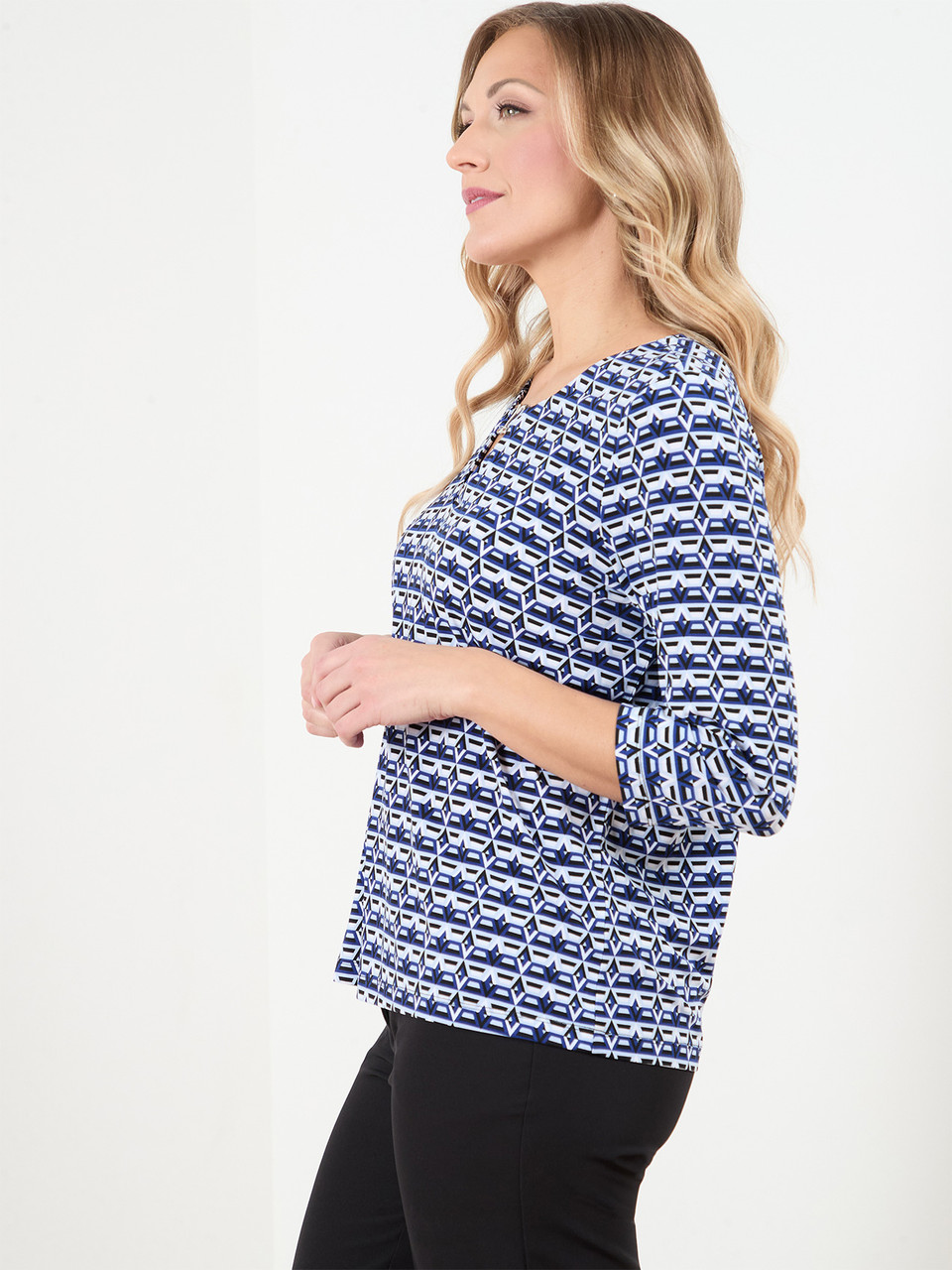 3/4 Sleeve Top with Metal Hardware | Cleo