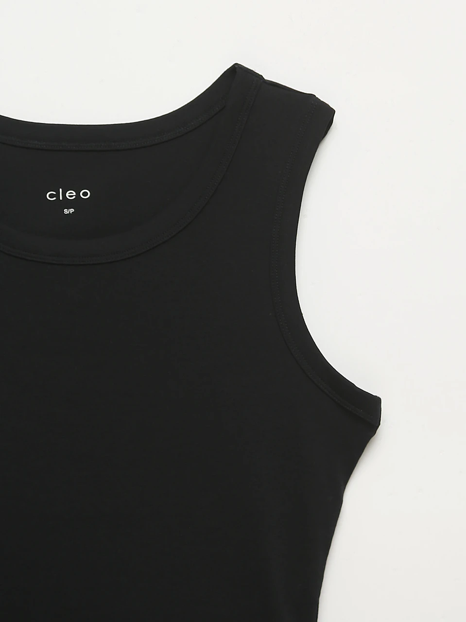 Stretch Cotton Black Hi-Neck Tank