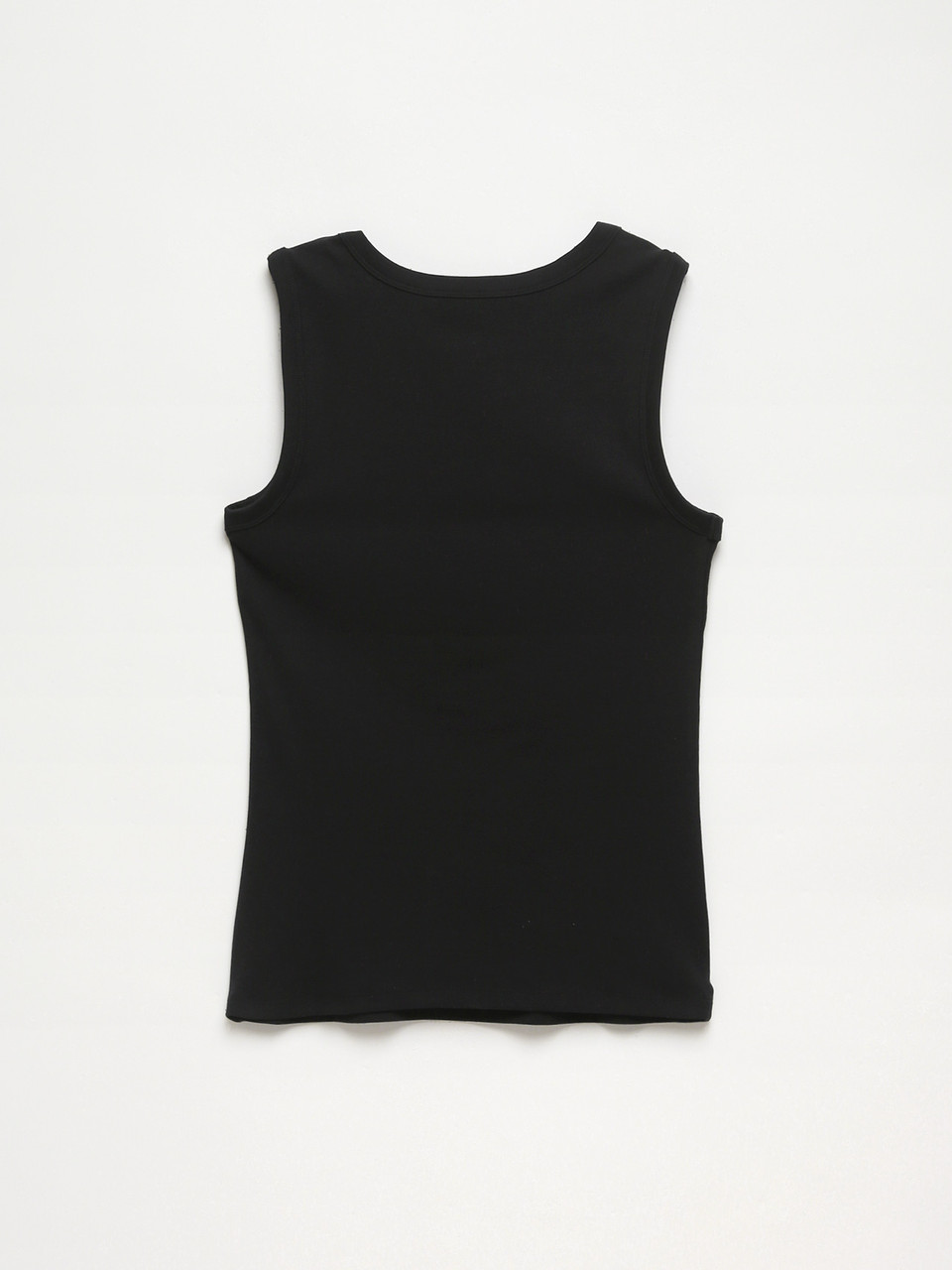 Stretch Cotton Black Hi-Neck Tank