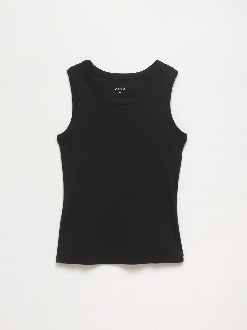 Stretch Cotton Black Hi-Neck Tank
