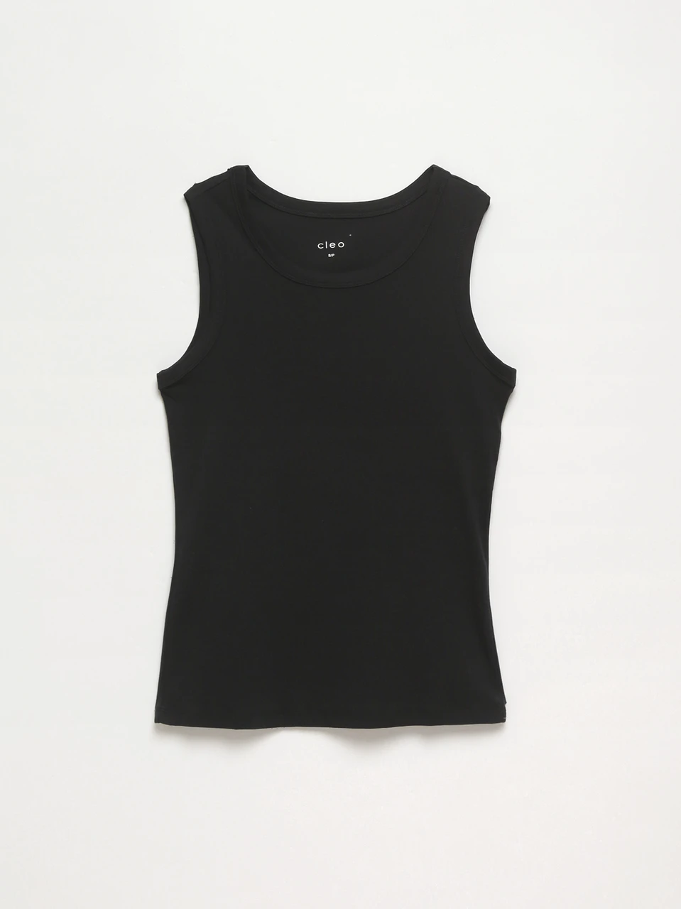 Stretch Cotton Black Hi-Neck Tank