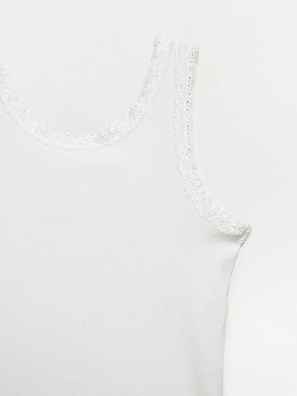 Stretch-Cotton Tank with Lace Trim