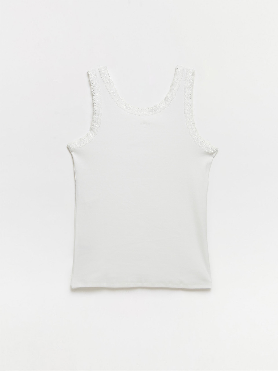 Stretch-Cotton Tank with Lace Trim