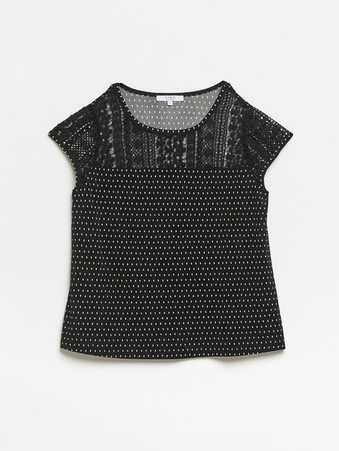 Petite Lace Yoke Sleeveless Top