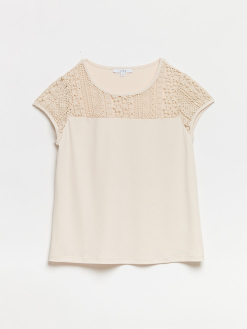 Lace Yoke Top in Sand