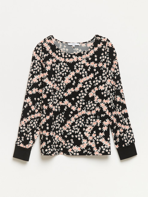Relaxed Fit Flora Print Long Sleeve Top