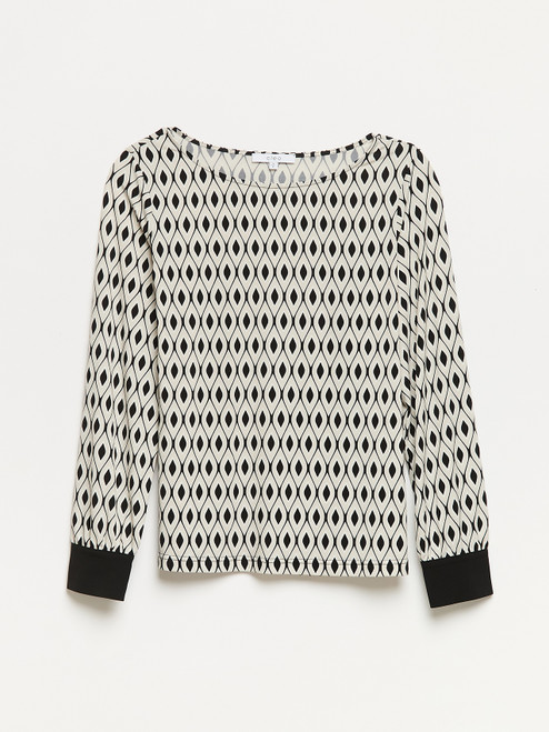 Relaxed Fit Geo Print Long Sleeve Top