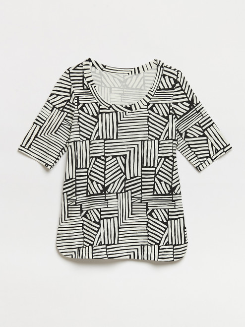 Scoop Neck Abstract Print T-Shirt