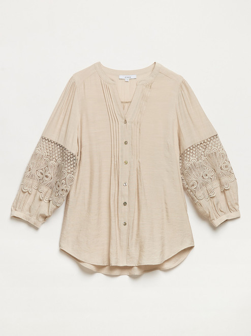 Crochet-Insert Button Blouse