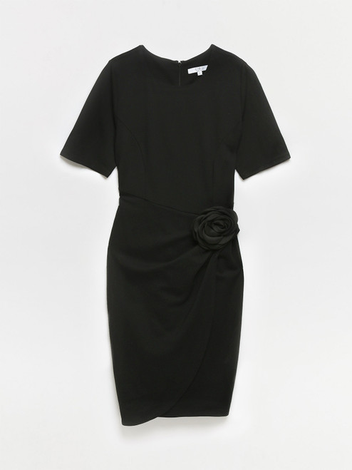 Petite Ponte Flower Sheath Dress