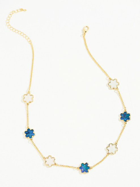 White & Navy Clover Necklace
