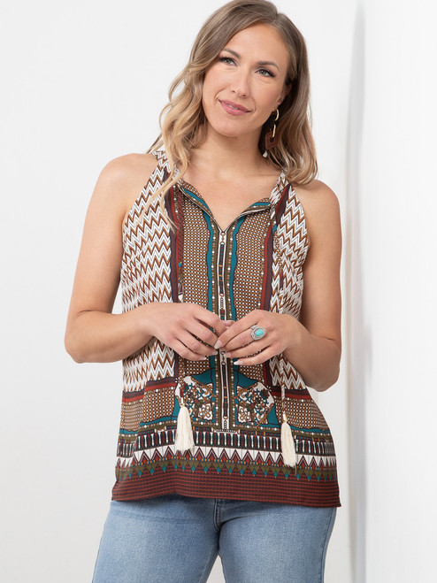 Tie Neck Halter Blouse in Terracotta Mix