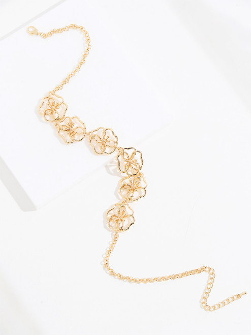 Gold 3D Wired Flower Necklace | Cleo