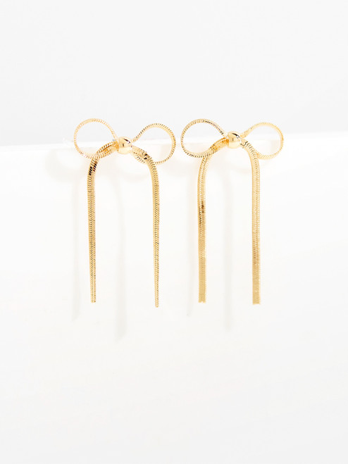 Gold Chain Bow Earrings
