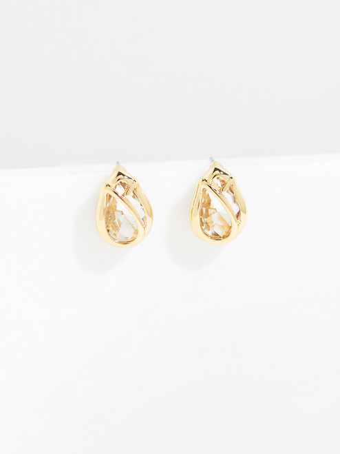 Gold/Crystal Tulip Stud Earrings