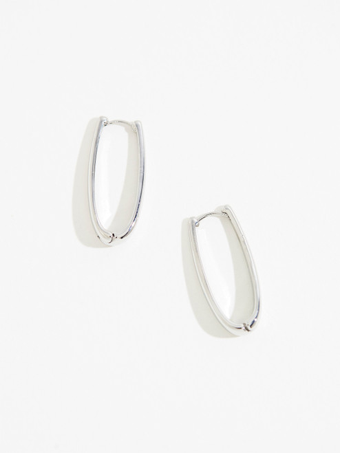 Silver Oval Hoop Earrings