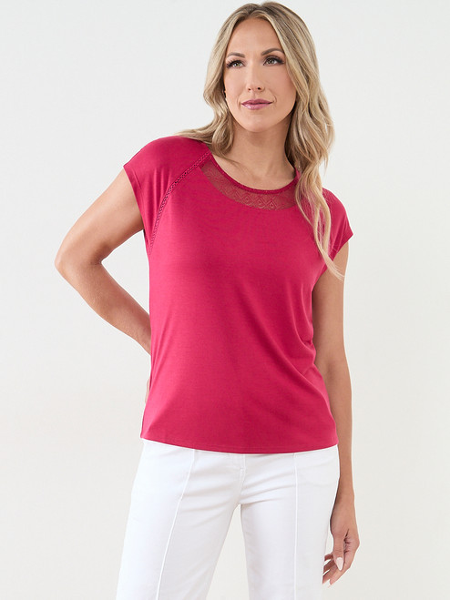 Cap Sleeve Knit-Lace Top