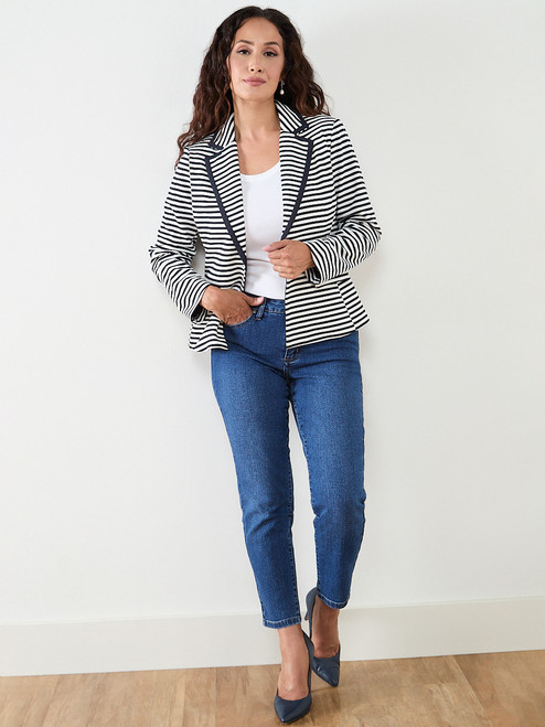 Scuba Crepe Tipped Stripe Blazer