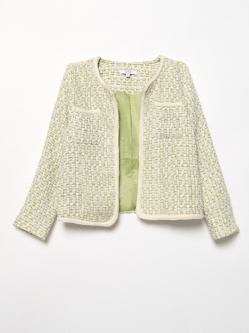 Petite Braided-Trim Blazer in Sage