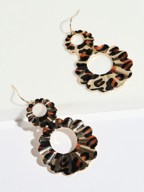 Gold Leopard Dangle Earrings