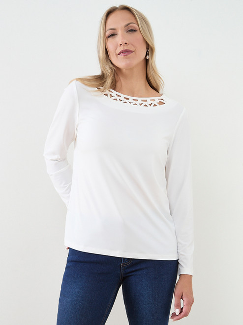 Long Sleeve Neck Cut Out Top
