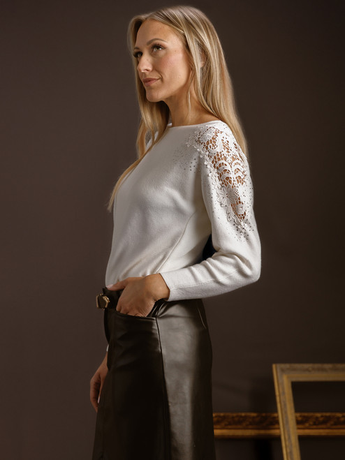 Petite Long Shimmery Dolman Sleeve Sweater