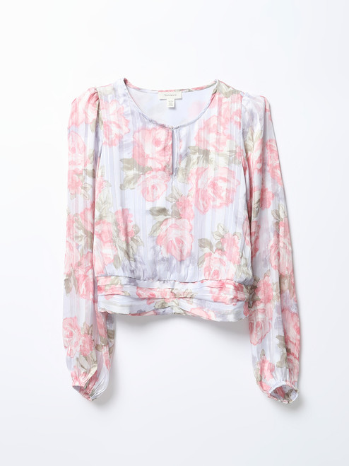 Satin Stripe Shirred Band Blouse